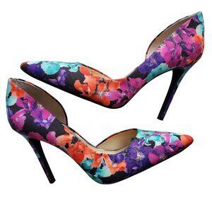 Jessica Simpson Multicolor Floral Heels Bright Pink, Purple, Turquoise 7.5M